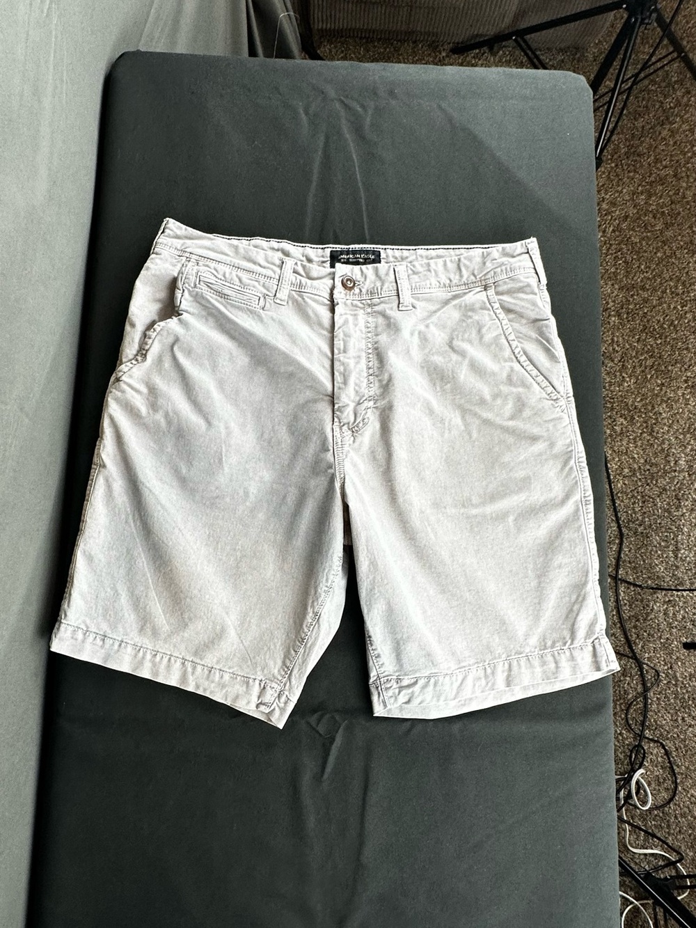 American Eagle Outfitters Men's Light Gray Flat-Front Shorts